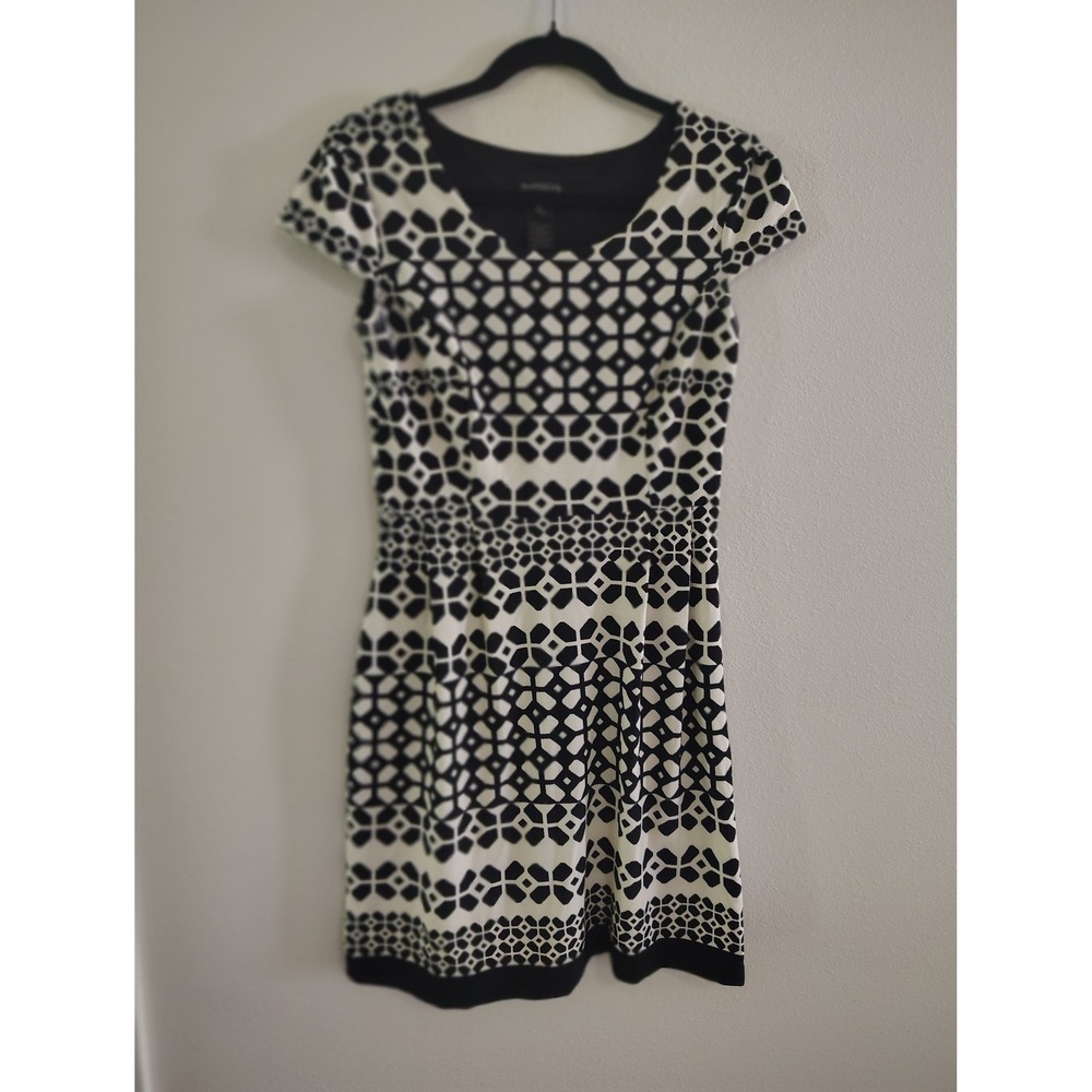 Enfocus Studio Womens Black White Geometric‎ Print Sheath Dress Size 6 41525